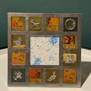 Vintage AXCO MADE IN USA BABY FRAME Crystal Enamel Photo Frame